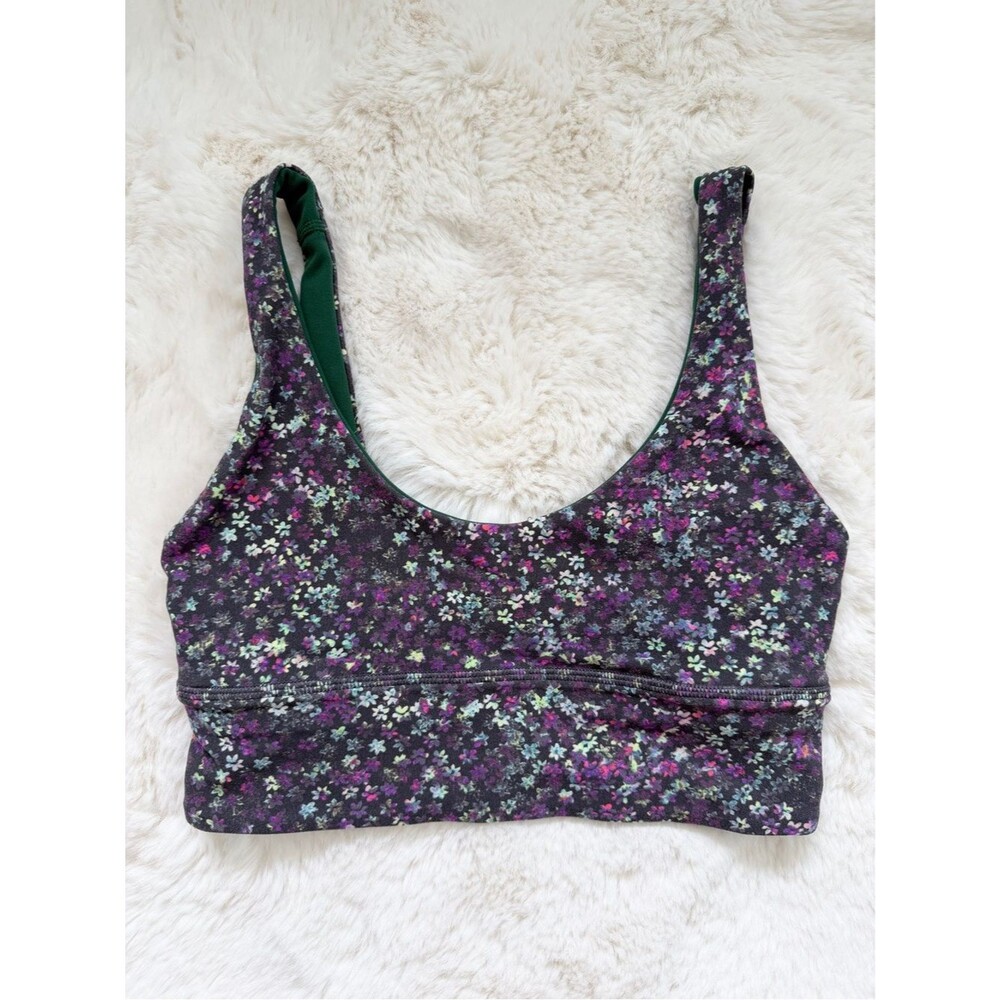 Lululemon Floral Scoop Neck Reversible Sports Bra 4 - Green Multi